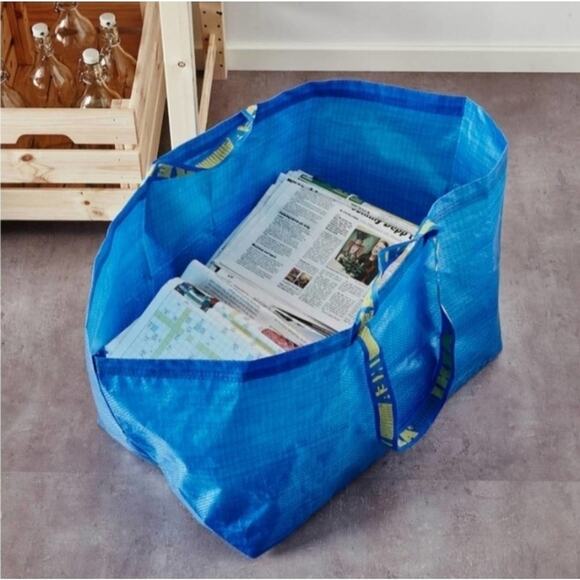 IKEA FRAKTA Ten (10) Large Blue Reusable Shopping Bag Laundry Tote Storage NWT - Picture 8 of 11